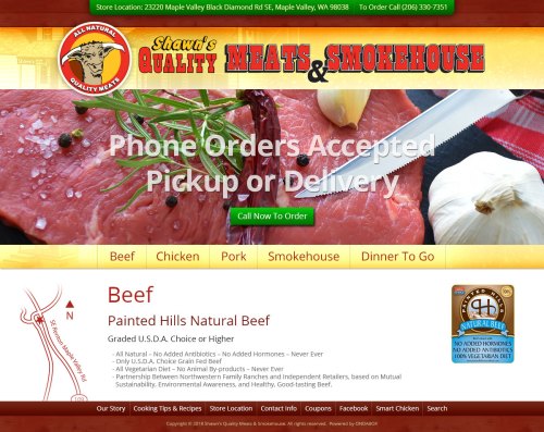 This is the second website we built for this client. The first was for his former business. This client was very engaged in the entire process, counseling us on the ins and outs of the meat business. At his request, we included a picture of a mural he commissioned to be painted on his store wall. He also supplied a collection of recipes which we published on his website as well. The primary colors were chosen from the logo he provided.